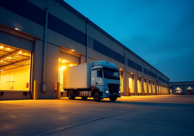 Truck loading at warehouse bay